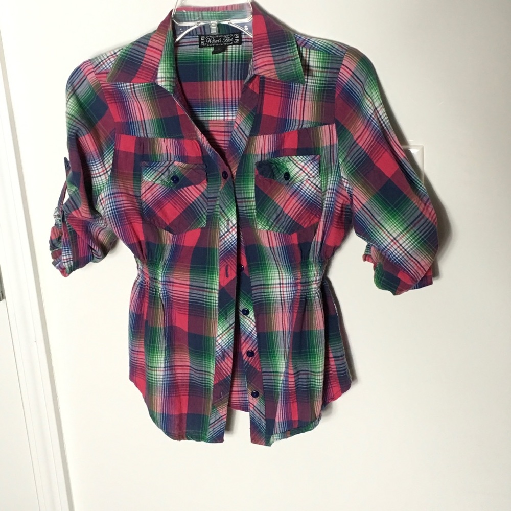 What’s Hot plaid button down shirt